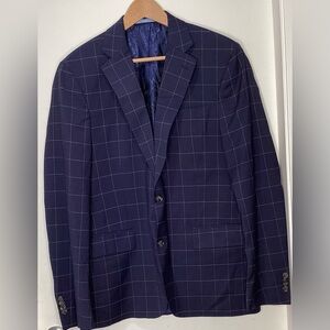 Classic Sand Copenhagen virgin wool suit .  Navy Check.  Size EU 54/US 42R